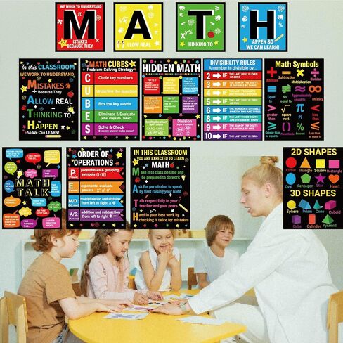 Fankya 16PCS Math Posters for Classroom Math Bulletin Board Set periodic table Poster Art Prints Classroom Decoration for Elementary Middle High School Wall Art Teacher Supplies in Kuwait