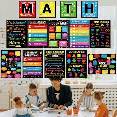 Fankya 16PCS Math Posters for Classroom Math Bulletin Board Set periodic table Poster Art Prints Classroom Decoration for Elementary Middle High School Wall Art Teacher Supplies in Kuwait