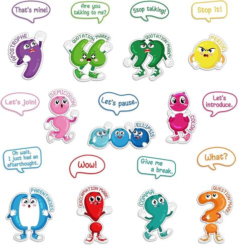 Pasimy 22 Pcs Punctuation Bulletin Board Set for Classroom, Punctuation Posters Educational Learning Poster Cutouts with Adhesive Glue Point Dots for Classroom Home Learning in Saudi Arabia