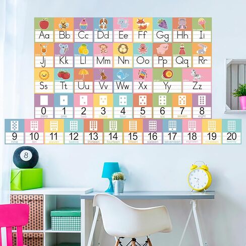 Boho Alphabet Line Bulletin Board Set ABC Number 0-20 Wall Decorations for Pre-School Kindergarten Elementary Classroom Nursery Homeschool in Saudi Arabia