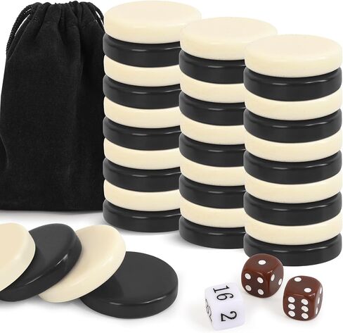 Ceramic Chess Pieces - 1.26 inches Diameter for Backgammon, Checkers, and Board Games - Backgammon Pieces only in Saudi Arabia