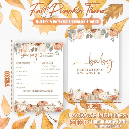 ألعاب استحمام الطفل Fall Pumpkin ، و 30 حزمة تنبؤات ونصائح ، والمرح في خريف الشكر ، تكشف الجنس مع هدية النشاط للحفلات للوالدين (5 "x7") -b07 in Saudi Arabia