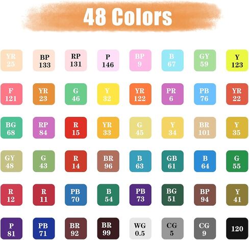 علامات الكحول Vitoler 48 ألوانًا ، علامات تلوين نصيحة مزدوجة ، إزميل ونصيحة رائعة للطلاء الكتب ، علامة فن لتصنيع البطاقات الفنية لوازم مدرسية in Kuwait