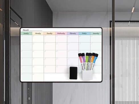Weekly Dry Erase Calendar with time,self Adhesive Stick on Non-Magnetic Stainless Fridge & Glass & Wall & Wooden (Any Smooth Surface) Schedule Board,to Do List 16.5"(W) × 11"(D) in Saudi Arabia