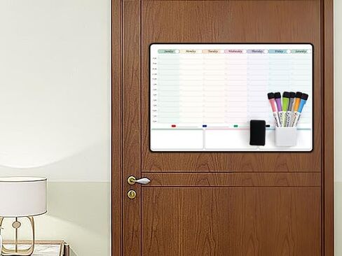Weekly Dry Erase Calendar with time,self Adhesive Stick on Non-Magnetic Stainless Fridge & Glass & Wall & Wooden (Any Smooth Surface) Schedule Board,to Do List 16.5"(W) × 11"(D) in Saudi Arabia