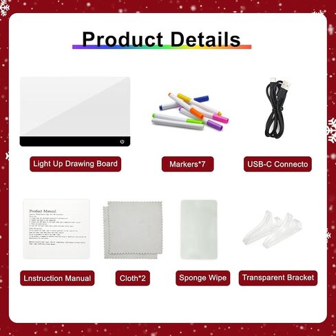 LED Note Board with 6 Colors, 11.8 X 7.9 4 Light Modes & Touch Control, Light Up Acrylic Dry Erase Board with Invisible Stand, 7 Markers, Message Board for Room, Office, Holiday Gift (Plug-in) in Saudi Arabia