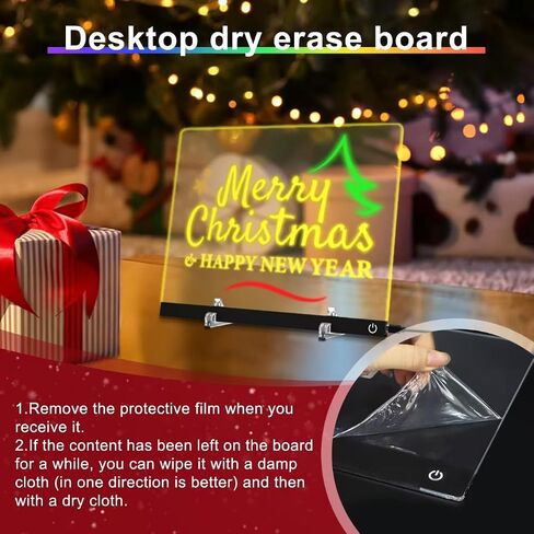 LED Note Board with 6 Colors, 11.8 X 7.9 4 Light Modes & Touch Control, Light Up Acrylic Dry Erase Board with Invisible Stand, 7 Markers, Message Board for Room, Office, Holiday Gift (Plug-in) in Saudi Arabia