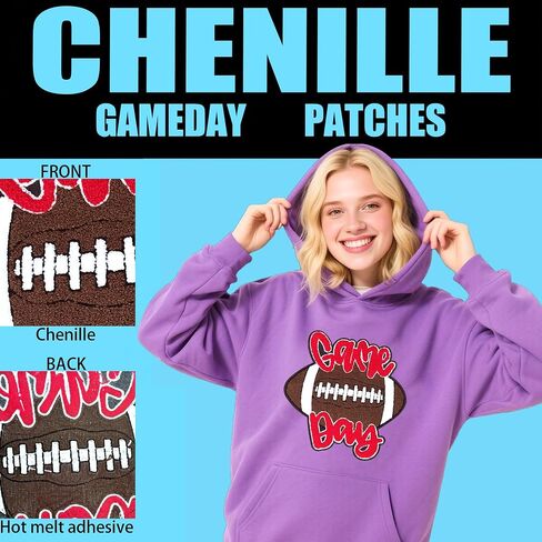 Chenille Gameday Patches Iron on Gameday Patches Football Ambroiderde (Red) in Kuwait
