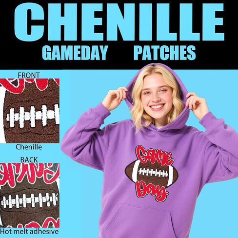 Chenille Gameday Patches Iron on Gameday Patches Football Ambroiderde (Red) in Kuwait