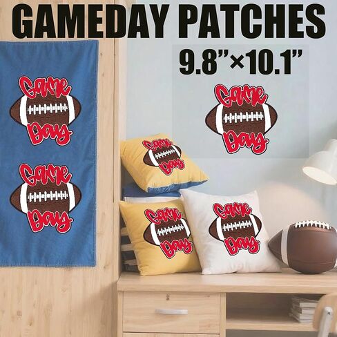 Chenille Gameday Patches Iron on Gameday Patches Football Ambroiderde (Red) in Kuwait