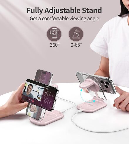 3 in 1 Magnetic Wireless Charging Station for Apple Devices, Fast Foldable Travel Mag-Safe Charger Stand with Night Light for iPhone 15 14 13 12 Series, Apple Watch/AirPods Pro in Saudi Arabia