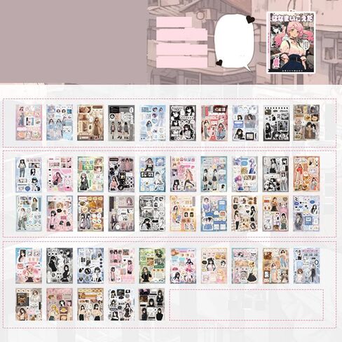 Alideco 45pcs Scrapbook Stickers Vintage Cartoon Character Dessert Food Sticker Book for Adults Sticker journaling Stickers for Scrapbooking (sijidiantai) in Saudi Arabia