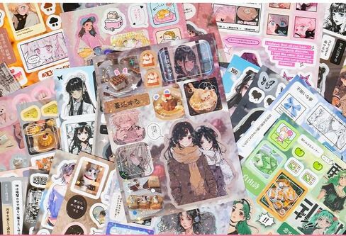Alideco 45pcs Scrapbook Stickers Vintage Cartoon Character Dessert Food Sticker Book for Adults Sticker journaling Stickers for Scrapbooking (sijidiantai) in Saudi Arabia