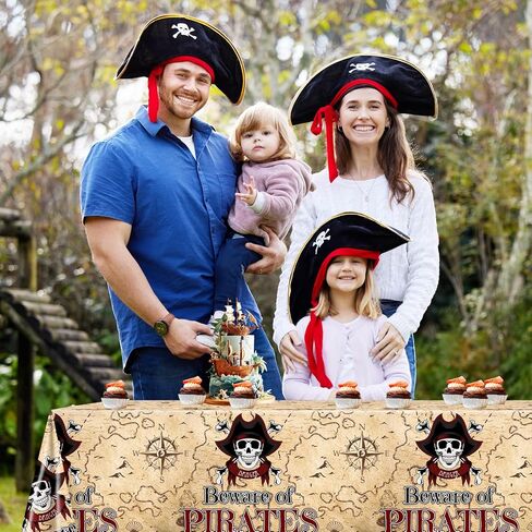 Avezano 3 PCS Pirate Halloween Decorations Pirate titlecloths 108x54 Inch Treasure Map مستطيلات بلاستيكية لاختراق للأطفال. in Saudi Arabia
