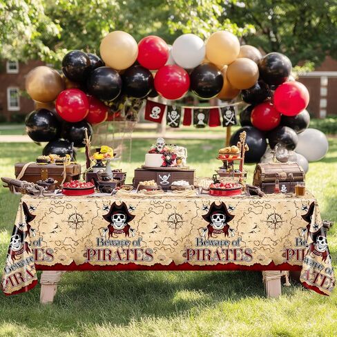 Avezano 3 PCS Pirate Halloween Decorations Pirate titlecloths 108x54 Inch Treasure Map مستطيلات بلاستيكية لاختراق للأطفال. in Saudi Arabia