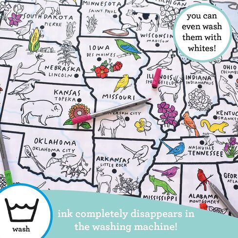 Eatsleepdoodle Coloring World Map Tableloth للأطفال - غطاء طاولة النشاط القابل لإعادة الاستخدام مع 10 مساءً علامات قابلة للغسل ، وفنون وحرف ممتعة للبنين والبنات ، وسجادة الرسم للحفلات وأعياد الميلاد in Kuwait