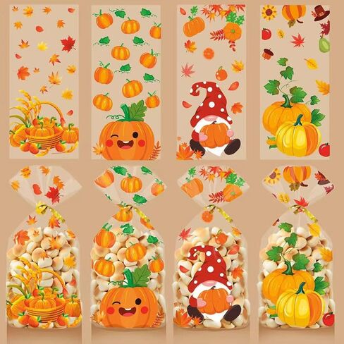 50pcs خريف عيد الشكر أكياس علاج ، أكياس حلوى عيد الشكر السعيدة ، حقيبة جيدة من الشكر ، حقائب هدايا سقوط جودفان مع روابط تويست لزخارف الحفلات الخريف. in Saudi Arabia