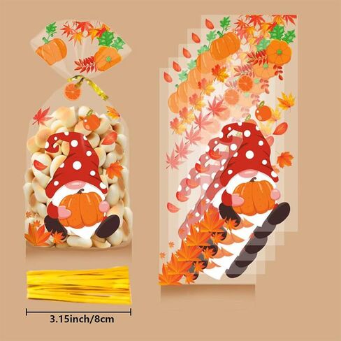 50pcs خريف عيد الشكر أكياس علاج ، أكياس حلوى عيد الشكر السعيدة ، حقيبة جيدة من الشكر ، حقائب هدايا سقوط جودفان مع روابط تويست لزخارف الحفلات الخريف. in Saudi Arabia