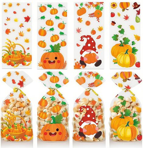50pcs خريف عيد الشكر أكياس علاج ، أكياس حلوى عيد الشكر السعيدة ، حقيبة جيدة من الشكر ، حقائب هدايا سقوط جودفان مع روابط تويست لزخارف الحفلات الخريف. in Saudi Arabia