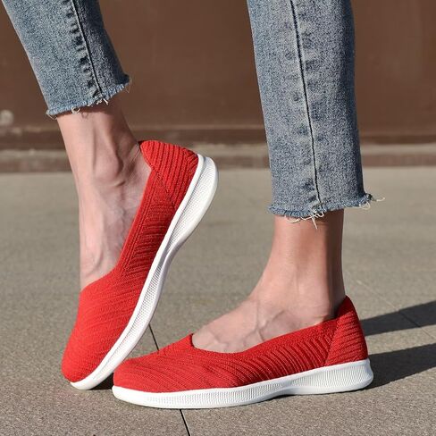 konhill Women's Slip on Loafers - Comfy Walking Tennis Low-Top Ballet Flat Nurse Shoes Casual Sneakers in Kuwait