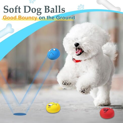6-Pack Squeaky Dog Balls – Funny Face Rubber Chew Toys for Small & Medium Dogs, Bouncy Fetch Toys for Interactive Play, Soft & Safe Dog Toy Set in Saudi Arabia