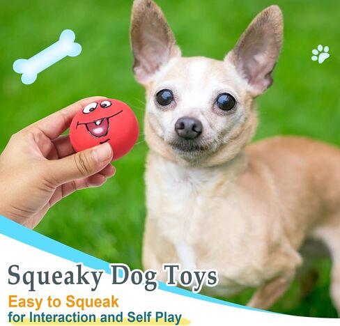 6-Pack Squeaky Dog Balls – Funny Face Rubber Chew Toys for Small & Medium Dogs, Bouncy Fetch Toys for Interactive Play, Soft & Safe Dog Toy Set in Saudi Arabia