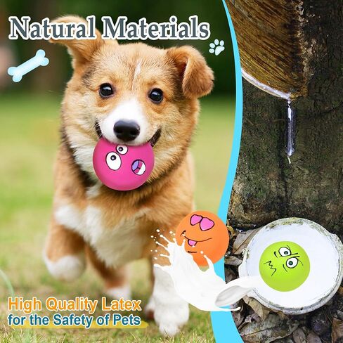 6-Pack Squeaky Dog Balls – Funny Face Rubber Chew Toys for Small & Medium Dogs, Bouncy Fetch Toys for Interactive Play, Soft & Safe Dog Toy Set in Saudi Arabia