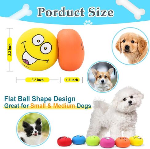 6-Pack Squeaky Dog Balls – Funny Face Rubber Chew Toys for Small & Medium Dogs, Bouncy Fetch Toys for Interactive Play, Soft & Safe Dog Toy Set in Saudi Arabia