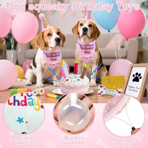 Dog Birthday Toy Set & Decorations for Dogs, Includes Squeaky Cake Toy, Plush Bones, Birthday Hats, Bandana, Paw Print Kit & Photo Frame. Dog Birthday Gift Supplies, Blue in Kuwait