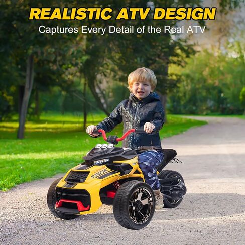 12 فولت كيدز ركوب الدراجات النارية الكهربائية على ATV ، وعجلة طاقة 3 عجلات ، وأضواء LED ، وإطارات EVA ، وسرعة عالية ومنخفضة ، والقرن ، والموسيقى ، والأصفر in Kuwait