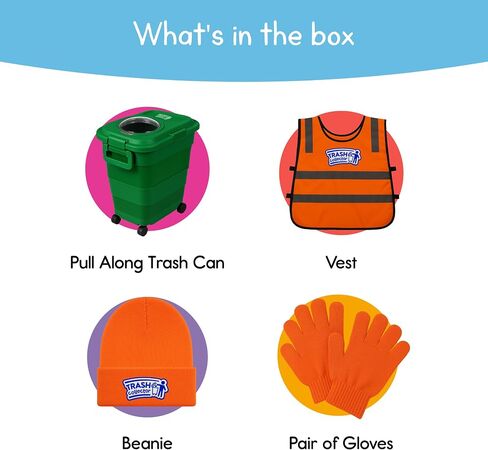 Trash Collector Costume & Pretend Play Set for Kids Ages 2–6 – Includes Vest, Hat, Gloves & Rolling Trash Can in Saudi Arabia