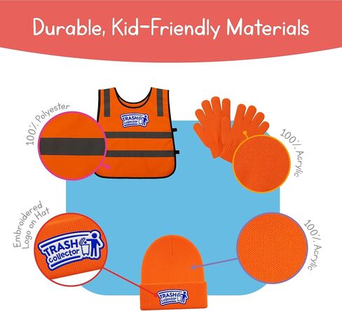 Trash Collector Costume & Pretend Play Set for Kids Ages 2–6 – Includes Vest, Hat, Gloves & Rolling Trash Can in Saudi Arabia