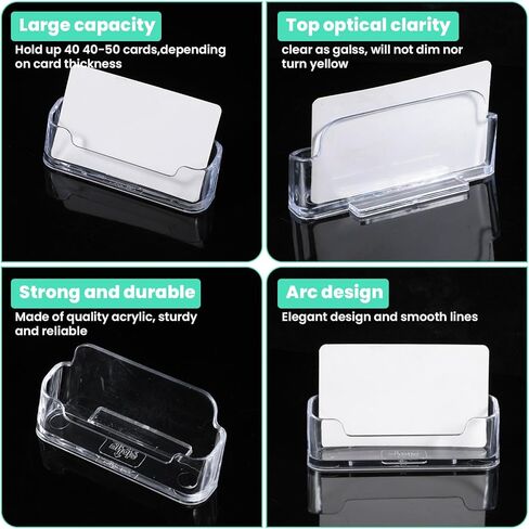 Acrylic Business Card Holder Clear Desktop Business Card Holder Display Desk Stand for Office Exhibition Paper Brochure Supplies(24 Pieces) in Saudi Arabia