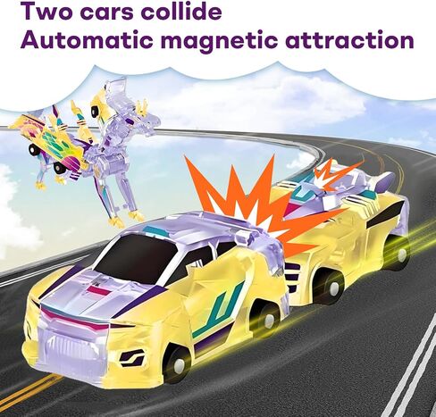 2-in-1 Transforming Race Car Dinosaur Toy DinoDrive – Automatic Transforming Car into Dinosaur, Educational Toys for Boys & Girls, Crash Action & Lights, for Kids(Silver) in Saudi Arabia