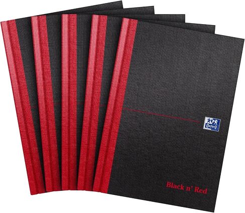Oxford Black n' Red A4 Notebook, Hardback Casebound, 192 pages, Lined (Pack of 5) in Kuwait