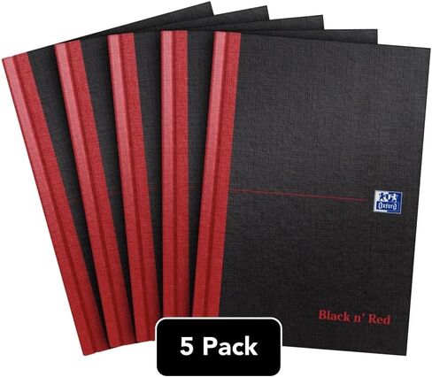 Oxford Black n' Red A4 Notebook, Hardback Casebound, 192 pages, Lined (Pack of 5) in Kuwait