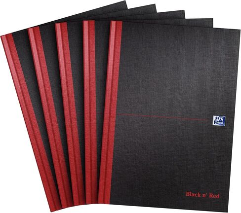 Oxford Black n' Red A4 Notebook, Hardback Casebound, 192 pages, Lined (Pack of 5) in Kuwait