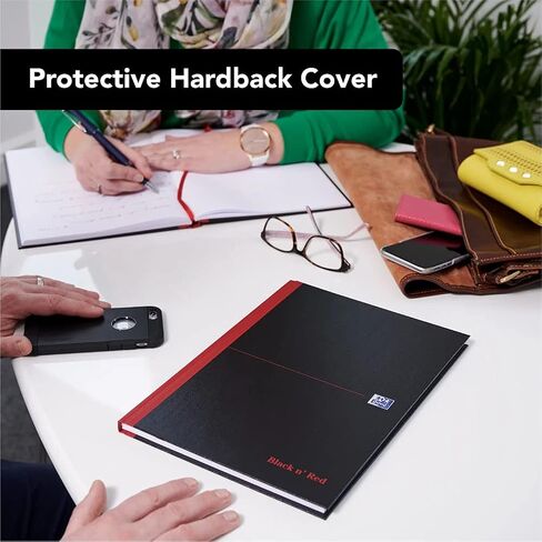 Oxford Black n' Red A4 Notebook, Hardback Casebound, 192 pages, Lined (Pack of 5) in Kuwait