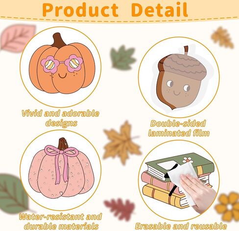 Autumn Bulletin Board Set Fall Classroom Decoration Autumn Leaves & Learning Please Cutouts Retro Groovy Leaves Pumpkins for School Home Office Chalkboard Whiteboard Wall Window Door Decor Supplies in Saudi Arabia
