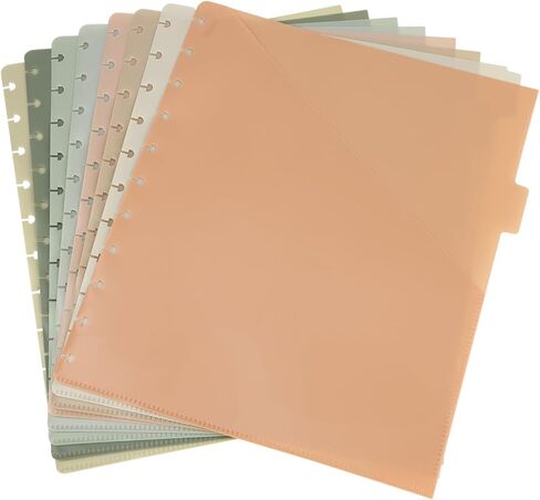 8-Pack Discbound Notebook Dividers with Pockets, Letter Size Plastic Binder Index Dividers Multicolor Disc Planner Inserts for Office & School Document Organization, 9 x 11In in Saudi Arabia