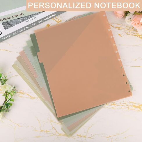 8-Pack Discbound Notebook Dividers with Pockets, Letter Size Plastic Binder Index Dividers Multicolor Disc Planner Inserts for Office & School Document Organization, 9 x 11In in Saudi Arabia
