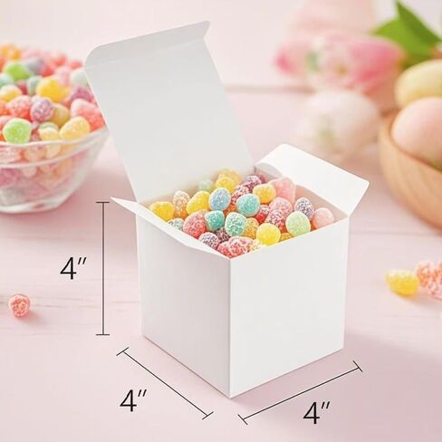 Houpousen 10 PCS صناديق هدايا بيضاء ، 6 × 6 × 6 بوصة صناديق صغيرة مع أغطية لحفل الزفاف ، عيد الميلاد ، العطل ، أعياد الميلاد ، صناديق تجميع سهلة لصالح الحفلات in Kuwait