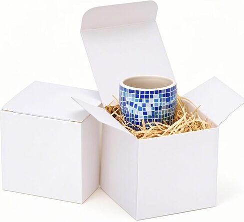 Houpousen 10 PCS صناديق هدايا بيضاء ، 6 × 6 × 6 بوصة صناديق صغيرة مع أغطية لحفل الزفاف ، عيد الميلاد ، العطل ، أعياد الميلاد ، صناديق تجميع سهلة لصالح الحفلات in Kuwait