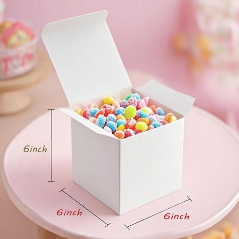 Houpousen 10 PCS صناديق هدايا بيضاء ، 6 × 6 × 6 بوصة صناديق صغيرة مع أغطية لحفل الزفاف ، عيد الميلاد ، العطل ، أعياد الميلاد ، صناديق تجميع سهلة لصالح الحفلات in Kuwait