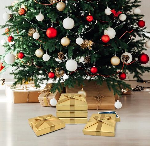 Gold Card Card Hife Box Box With Bows Pack of 6 Holiday Gifts Breating بطاقات المعايدة الحالية مربع صناديق نقدية المال in Kuwait