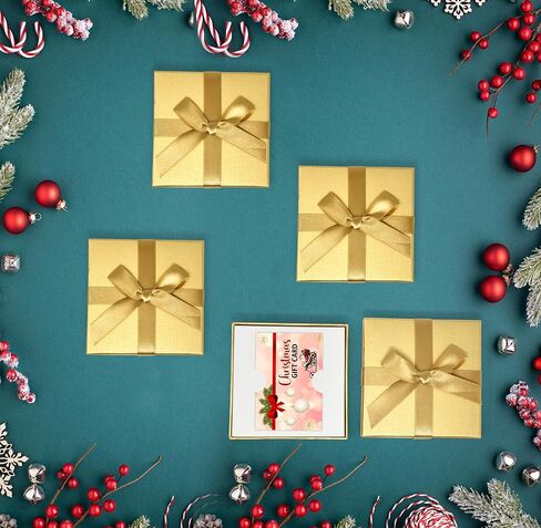 Gold Card Card Hife Box Box With Bows Pack of 6 Holiday Gifts Breating بطاقات المعايدة الحالية مربع صناديق نقدية المال in Kuwait