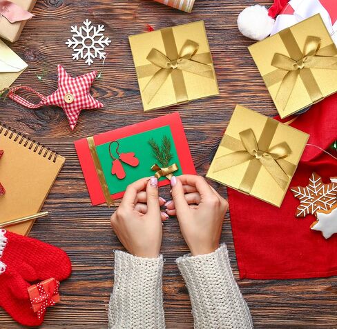 Gold Card Card Hife Box Box With Bows Pack of 6 Holiday Gifts Breating بطاقات المعايدة الحالية مربع صناديق نقدية المال in Kuwait