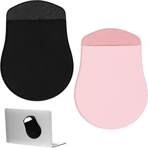 2 Pack Universal Stick-On Mouse Pouch, Mouse Holder for Laptop Compact Carrying Mice Sleeve with Reusable Adhesive No Glue Residue, Compatible with Computer, Laptop, Office, Home (Black,Pink) in Saudi Arabia