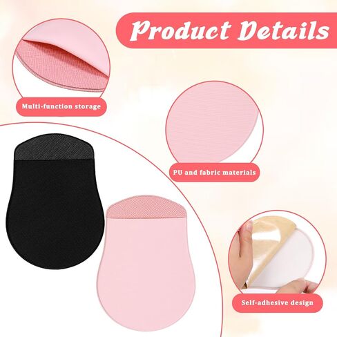 2 Pack Universal Stick-On Mouse Pouch, Mouse Holder for Laptop Compact Carrying Mice Sleeve with Reusable Adhesive No Glue Residue, Compatible with Computer, Laptop, Office, Home (Black,Pink) in Saudi Arabia