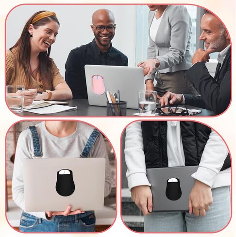 2 Pack Universal Stick-On Mouse Pouch, Mouse Holder for Laptop Compact Carrying Mice Sleeve with Reusable Adhesive No Glue Residue, Compatible with Computer, Laptop, Office, Home (Black,Pink) in Saudi Arabia